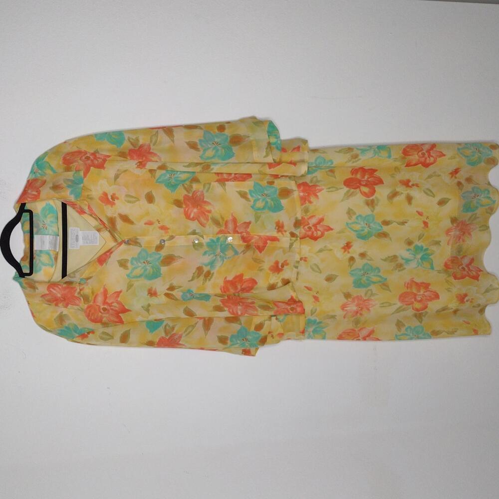 Preloved Studio C Women's Yellow Floral Dress/BD Blouse Size 24W